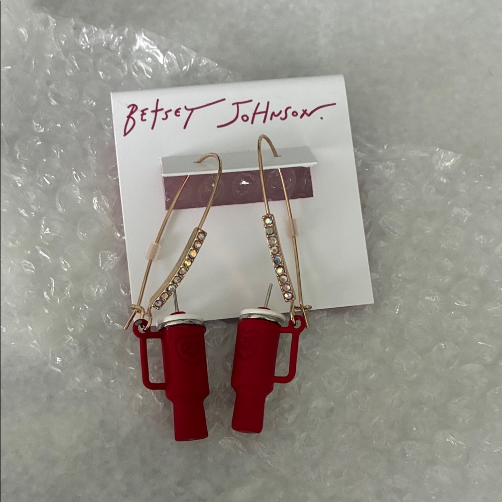 Betsey Johnson Red Mug Stanley Cup Earrings